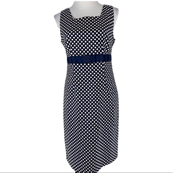 Apart Women's Navy Polka Dot Sleeveless Business Preppy Sheath Dress Size 6/C36 - Picture 1 of 9